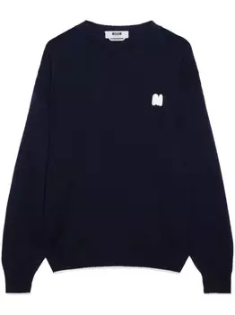 MSGM джемпер с круглым вырезом и аппликацией логотипа, синий