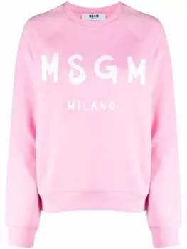 MSGM джемпер с круглым вырезом и логотипом, розовый