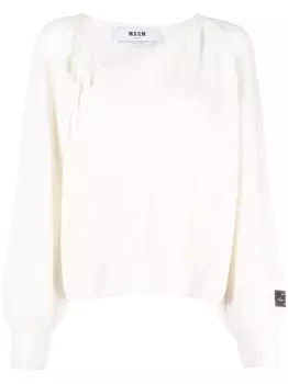 MSGM джемпер в рубчик с завязками, нейтральный цвет