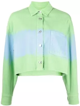 MSGM джинсовая куртка с принтом тай-дай, зеленый