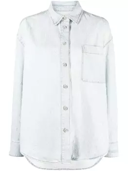 MSGM джинсовая рубашка с прорезями, синий