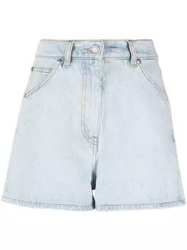MSGM джинсовые шорты с завышенной талией и прорезями, синий
