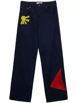 MSGM джинсы с вышивкой, синий