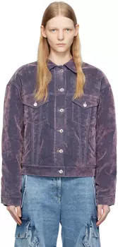MSGM Фиолетовая джинсовая куртка с флокированным принтом