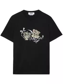 MSGM футболка из хлопка с графическим принтом, черный