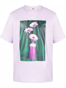 MSGM футболка из органического хлопка с графичным принтом, фиолетовый