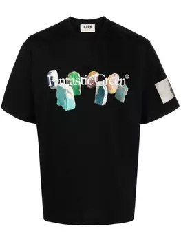 MSGM футболка из органического хлопка с надписью, черный