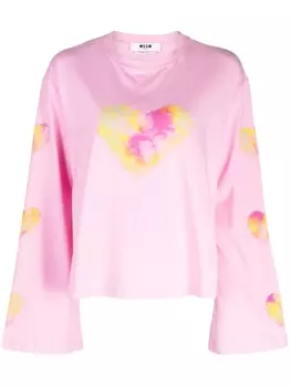 MSGM футболка с акварельным принтом, розовый