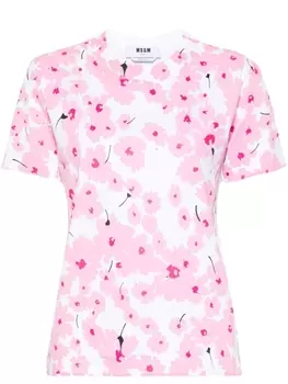 MSGM футболка с цветочным принтом, белый