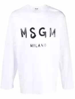 MSGM футболка с длинными рукавами и логотипом, белый