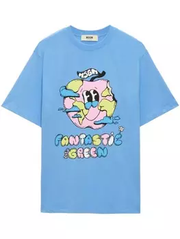 MSGM футболка с графичным принтом, синий
