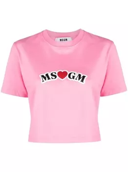 MSGM футболка с короткими рукавами и логотипом, розовый