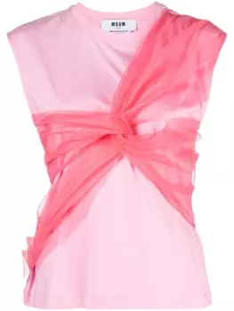 MSGM футболка с круглым вырезом и бантом, розовый