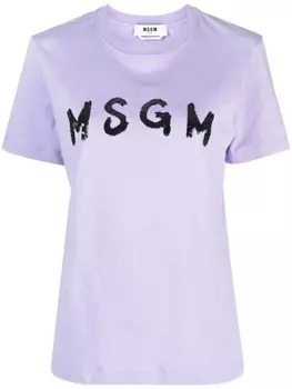 MSGM футболка с логотипом, фиолетовый