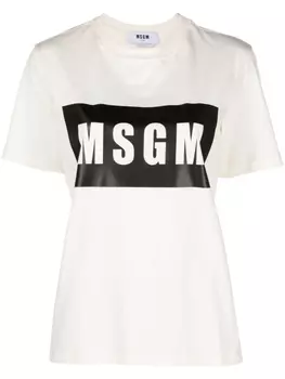 MSGM футболка с логотипом, нейтральный цвет