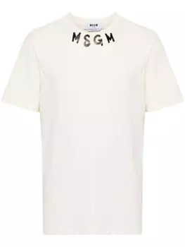 MSGM футболка с логотипом, нейтральный цвет