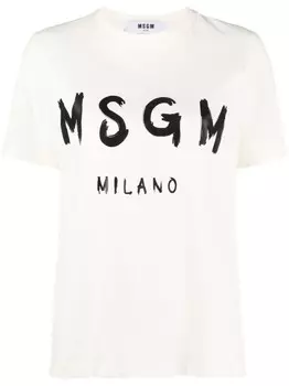 MSGM футболка с логотипом, нейтральный цвет