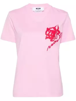 MSGM футболка с логотипом, розовый