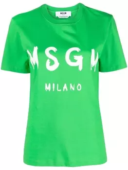 MSGM футболка с логотипом, зеленый