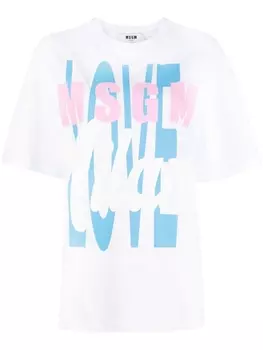 MSGM футболка с надписью, белый
