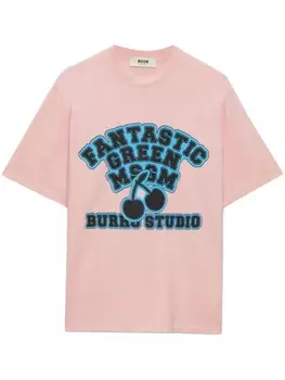 MSGM футболка с надписью, розовый