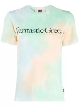 MSGM футболка с надписью, зеленый