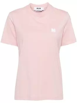 MSGM футболка с нашивкой-логотипом, розовый