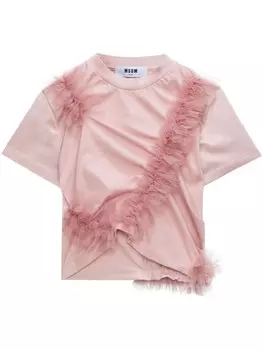 MSGM футболка с оборками и сборками, розовый