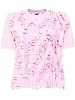 MSGM футболка с оборками, розовый