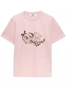 MSGM футболка с принтом, розовый