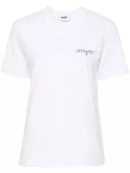 MSGM футболка с вышитым логотипом, белый