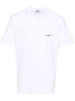 MSGM футболка с вышитым логотипом, белый