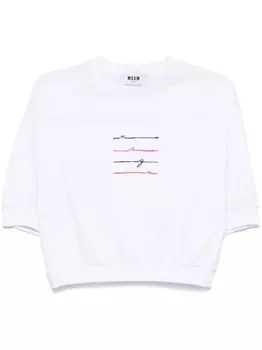 MSGM футболка с вышитым логотипом, белый