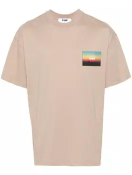 MSGM футболка с вышитым логотипом, нейтральный цвет