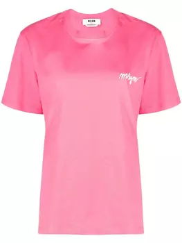 MSGM футболка с вышитым логотипом, розовый