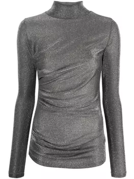 MSGM футболка с высоким воротником и блестками, серый