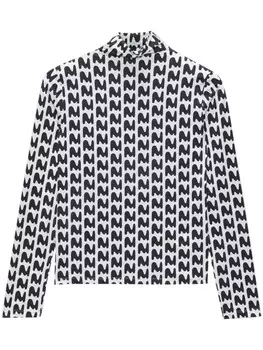 MSGM футболка с высоким воротником и логотипом, белый