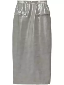 MSGM глянцевая юбка макси, серый