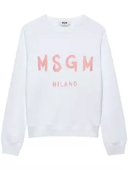 MSGM хлопковая толстовка с логотипом, белый