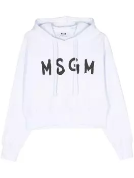MSGM хлопковая толстовка с логотипом, белый