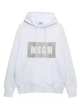 MSGM хлопковая толстовка с логотипом, белый