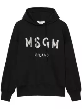 MSGM хлопковая толстовка с логотипом, черный