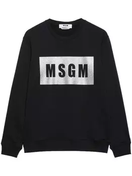 MSGM хлопковая толстовка с логотипом, черный