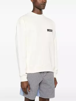 MSGM хлопковая толстовка с логотипом, нейтральный цвет