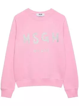 MSGM хлопковая толстовка с логотипом, розовый
