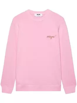 MSGM хлопковая толстовка с вышитым логотипом, розовый