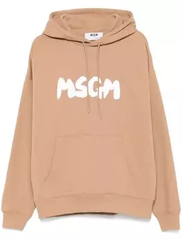 MSGM худи из джерси с логотипом, нейтральный цвет