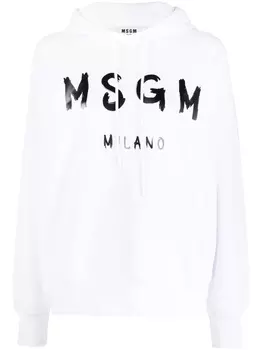 MSGM худи с длинными рукавами и логотипом, белый