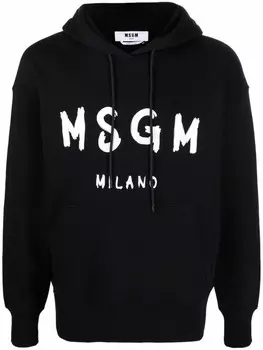 MSGM худи с длинными рукавами и логотипом, черный