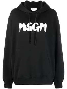 MSGM худи с кулиской и логотипом, черный